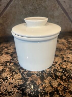 French Butter Dish White Ceramic Lidded Canister